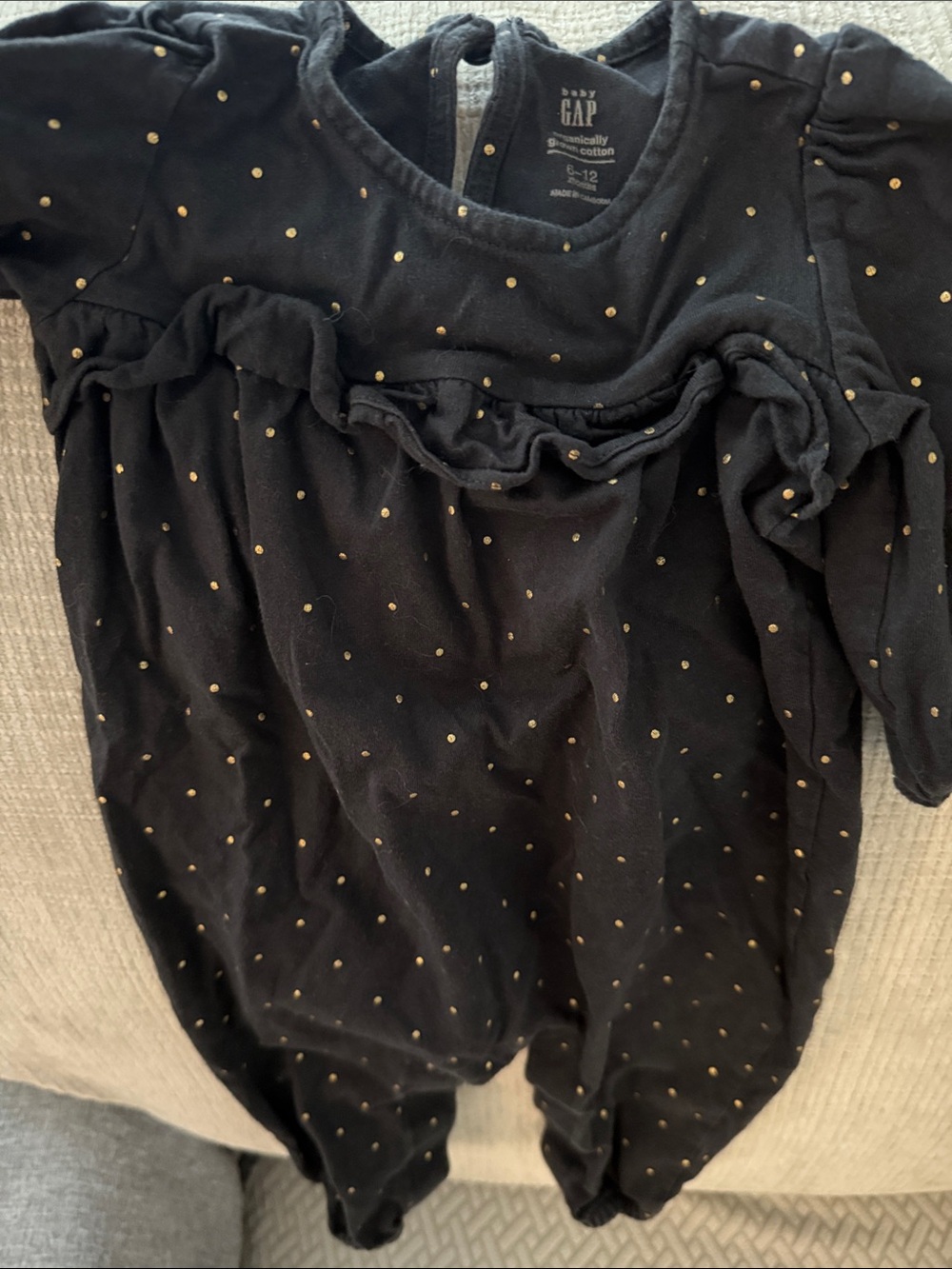 GAP Black Baby Romper with Gold Dot Accents